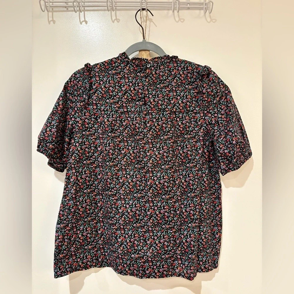 Madewell Puff-Sleeve Ruffle Top in Fieldwalk Floral